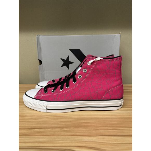 Size 11- Converse Chuck Taylor All Star Pro High Prime Pink Cracked Print - Picture 3 of 6